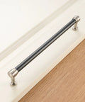 Two Tone Black And Nickel Cabinet Pulls 1 Piece French Style Cabinet Handles With Eight Point Eight Inch Screw Spacing