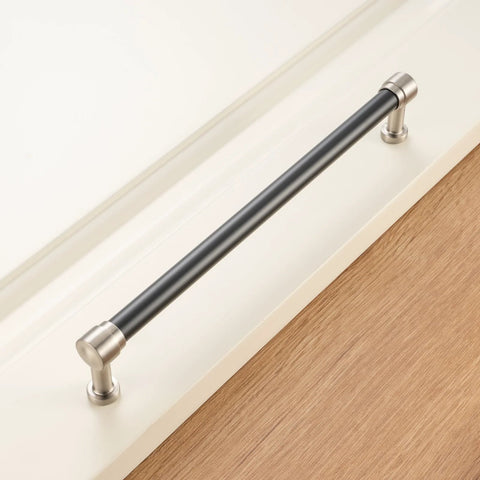 Two Tone Black And Nickel Cabinet Pulls 1 Piece French Style Cabinet Handles With Eight Point Eight Inch Screw Spacing