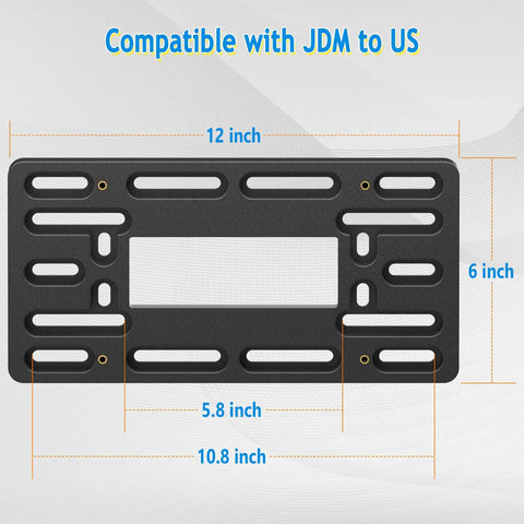 Dimensions of Universal Front License Plate Bracket Mount Kit with Anti Theft Stainless Steel Screws, detailed dimensions