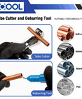 Tubing Bender Kit With Seven Exchangeable Heads One Quarter To Seven Eighths Inch For Soft Copper And Aluminum HVAC Refrigeration Systems Includes A Handy Tube Cutter And Pro Grade Aluminum Alloy Build with tube cutter and deburring tool for copper