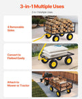 Heavy Duty 1400 Lb Steel Garden Cart with 2 In 1 Utility Wagon All Terrain 13 Inch Tires showcasing 3-in-1 uses