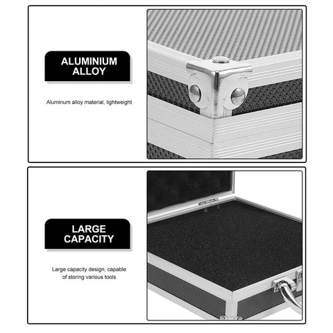 Boss Grade Aluminum Alloy Toolbox Featuring Secure Locking Panel And Portable Tool Stash Hella Tough For Hardworking Crews And DIY Enthusiasts, showing aluminum alloy material and large capacity design.