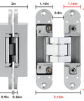 Hidden Door Hinges 5.5 Inch Open 180 Degrees, 3 Way Adjustable Invisible Butt Hinge for Secret Doors, Silver, 2 Pack