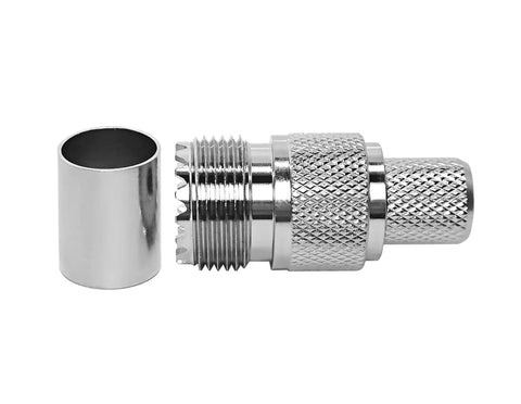50 Ohm UHF PL259 SO239 Female Crimp Mount Coax Connector Kit For LMR400 RG8 RG213 RG214 Cables Walkie Talkie Radio Setup