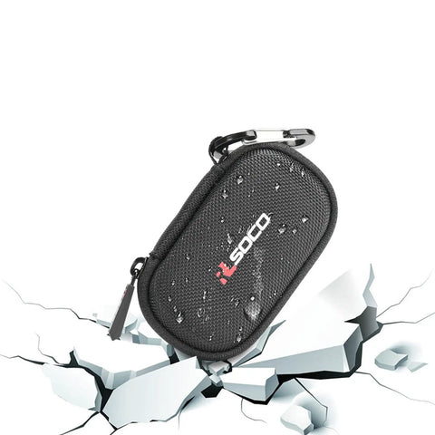 Hard Case For Kingston XS1000 XS2000 XS1000R SSD, water-resistant exterior on cracked surface, black compact design with carabiner