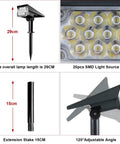 Green Solar Outdoor Spotlights 20 LED IP65 Waterproof Landscape Lights measurements and details