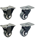 Heavy Duty Silent Caster Wheel Set Built Tough For Daily Grind Features Dead Quiet PU Rollers And Precision Ball Bearings, black swivel design.