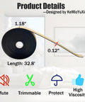 Heavy Duty Anti Squeak Tape For Queen Bed Slats 0.12 Thick X 1.18 Wide X 32.8 Ft displayed with measurements on a bright background.