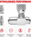 Hydraulic Flow Control Valve 5000 PSI One Way Adjustable Speed Throttle Check Valve with two pipe adapters shown, carbon steel