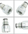 High Pressure Hydraulic Adapter Plug For Closed Center Valve Systems Built To Last Steel Construction 1-1/16-12UNF Interface Compatible With 21 GPM Control Valves And Hydraulic Directional Control Valve Accessories, showing different views of steel construction.