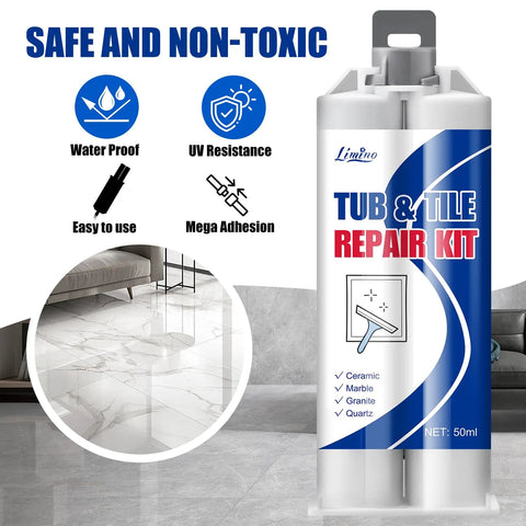 Tile Repair Kit For Porcelain And Ceramic Surfaces, Quick Fix For Scratches, Chips, Dents And Holes In Bathtubs And Shower Trays