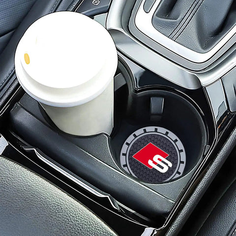 Audi S Line Recessed Silicone Cup Holder Coaster Set for Car Interiors Durable Two Pack Protectors in car cupholder