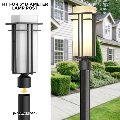 Heavy Duty Aluminum Outdoor Post Light With Frosted Glass Shade, Built To Last, Weatherproof And Rust Resistant Lamp Post
