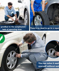 Person using 60 Piece Tire Repair Kit With Heavy Duty Plugs And Screws Quick Fix Puncture For Tubeless Tires roadside
