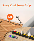 Built Tough Heavy Duty 8 Outlet Power Strip With 2100J Surge Protector, 6 Ft Cord, Wide Spaced Outlets, Wall Mountable Metal Power Strip For Home Office, Garage, And Workshop With Auto Shutdown Fuse 6ft cord shown
