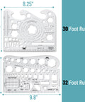 Knockout Two Piece Landscape And Yard Design Template Set Featuring Dead Accurate One Quarter Inch Scale flexible drafting stencils on a table.