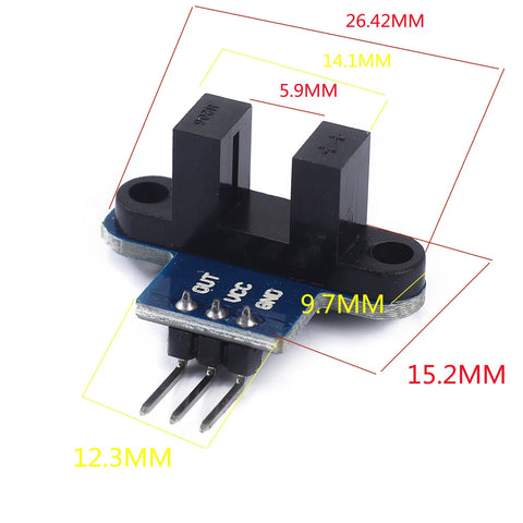 Infrared Slotted Optocoupler Sensor Module For Arduino Dope Speed Measuring Photo Interrupter 3.3V To 5V DIY 10 Pcs Pack with dimensions