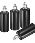 Heavy Duty 4 Pack Slide Gate Guide Rollers Slick Nylon Wheels With Sealed Steel Ball Bearings For Sweet Universal Sliding Door Track Replacement Components Black displayed with four black nylon rollers.