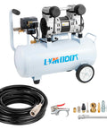 Quiet 68dB 5 Gallon Oil-Free Air Compressor For Woodworking And Garage Use With 11 Accessories, 2.8CFM At 90 PSI And 4CFM At 40 PSI