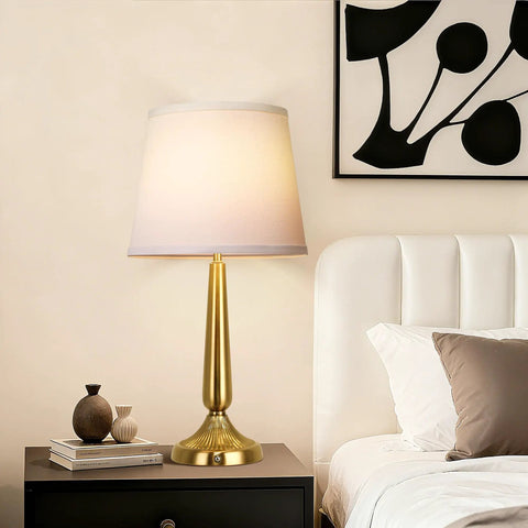 Touch Table Lamp Set for Bedroom Two Pack with USB Port and Power Outlet 3 Way Dimmable Bedside Lamps Daylight White Light Ideal