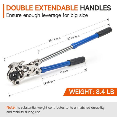 iCrimp Copper Pipe Pressing Tool Kit with Cutter and Deburring Tool for ProPress copper fittings; blue handles, IWISS.