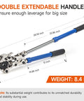 Double extendable handles of Copper Tube Fittings Crimping Tool With One Half, Three Quarters And One Inch Jaws, Press Tool.