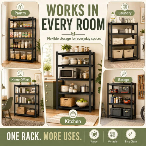Heavy Duty 3 Tier Kitchen Storage Shelf Boltless Metal Rack With Adjustable Shelves Up To 1200 Lbs Total Ideal Pantry Organizer