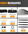 Accessories of 30Ft Backyard Baseball Training Netting Cage For Portable Batting And Pitching Practice, Polyester net, fiberglass poles, stakes