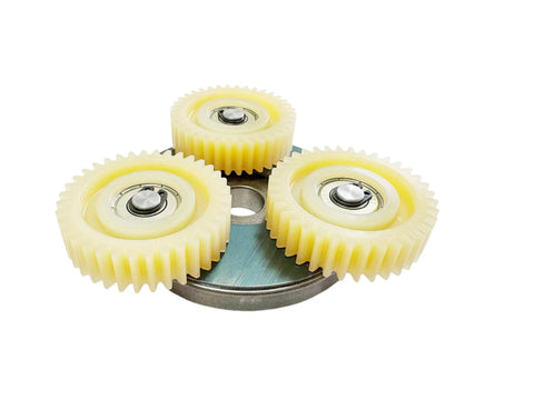 36T Nylon Planetary Gear Clutch Kit for 500W-1000W Left-Outlet E-Bike Hub Motor, showing yellow nylon gears