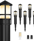 Top Tier Low Voltage Landscape Pathway Lights With Replaceable LED G4 Bulbs 12V 2700K set of 6 black aluminum bollards with warm glow