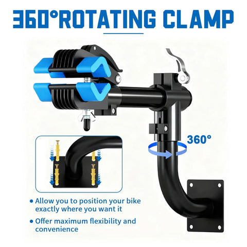 Wall Mounted Bike Repair Stand For Road And Mountain Bikes Space Saving Work Stand With 360 Degree Swivel Clamp feature