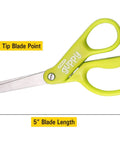 5 Inch Kid Safe Scissors With Blunt Tip For Easy Safe Cutting, Left Or Right Hand Use, Ergonomic Grip, Stainless Steel Blades
