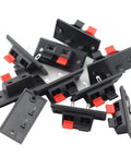 10 Pack Two Pin Speaker Terminal Block Two Way Amplifier Clip Test Plate Strip Connector For DIY Audio Projects Durable Red Black Plastic And Metal Build 45x21mm Mounting Pitch 35mm