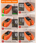 One Stop Electrical Tester Kit With Circuit Breaker Finder GFCI Outlet Tester And Digital LCD Display showing various test results