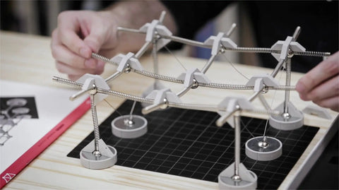 Structural Kit 2 Magnetic Modular System For Engineering And Architecture Education With 145 Pieces And Practical Guide in use