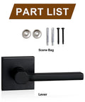 Single Sided Dummy Door Handle For Closet Or Pantry No Turning Matte Black Reversible Interior Push Pull Lever HD1601-DB-Dummy-4P, Easy In And Out Door Hardware For Cabinets And Rooms. Part list with matte black lever and screw bag