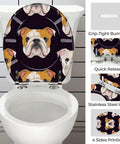 Toilet Seat Round Resin for Bathroom with bulldog design, featuring grip-tight bumpers and quick release hinges.
