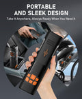 Cordless Tire Inflator Portable Air Compressor With 150 PSI Auto Shutoff LED Light And Digital Pressure Gauge in hand