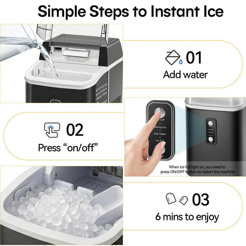 Countertop Nugget Ice Maker Portable Auto Clean With Basket And Scoop Ready In 6 Minutes Delivers Up To 24 Lbs Of Nugget Ice Per Day