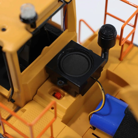 Close-up of the control panel on the Badass 1/16 Scale RC Loader Built Like A Tank With Killer Four Wheel Drive And Heavy Duty Transmission.