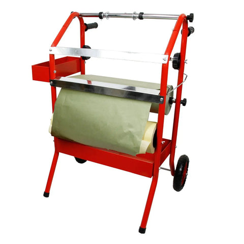 18-Inch Mobile Masking Station For Auto Body And Painting All-In-One Design With Dual Paper Bars Four Tape Rollers On Wheels