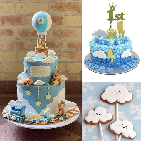 13 Piece Hot Air Balloon and Cloud Fondant Cutter Set for Cakes and Cookies Plastic Cookie Cutters for Cake Toppers