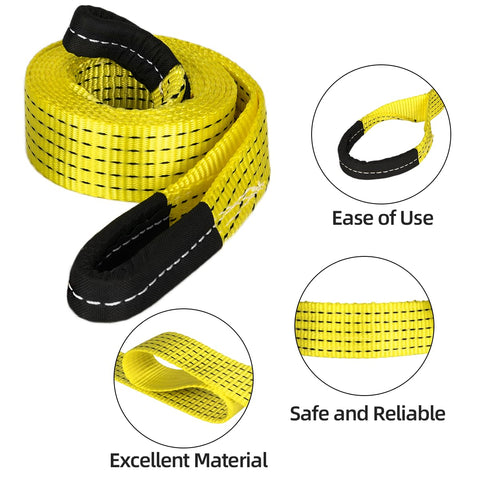 2 Pack 10 Ft Long 2 In Heavy Duty Lifting Slings Straps Polyester Flat Webbing For Rigging, Towing, Close-up details