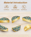 Straight Up Stunning Floral Tile Cabinet Handles, 2 Pack Semicircle Drawer Pulls, 3 Inch Center To Center Spacing, Solid Zinc Alloy Body, Easy Swap Kitchen And Bathroom Dresser Hardware Combo shown in multiple angles with floral design.