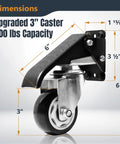 Workbench Caster Kit Set Of Four With Side Mounting Options And 3 Inch Retractable Stepdown Caster Wheels Dimensions