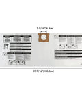 Packaging of 10 To 14 Gallon Disposable Vacuum Filter Bags 6 Pack with instructions and measurements visible.