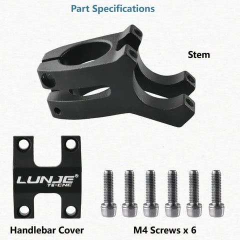 Components of Beefy Aluminum Bike Stem 25.4mm Or 31.8mm Handlebar Fit, 28.6mm Steerer, 45mm Length, CNC Machined, Anodized Silver.