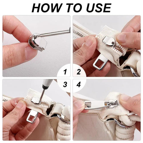 Steps for using Stainless Steel Zipper Repair Kit With Replacement Slider For Jackets Luggage Bags Suitcases Tents And Outdoor Gear Rust Proof 304 Zipper Head Easy Install Durable Fix You Can Trust
