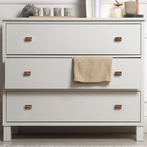 Drawer with Rectangular Black Drawer Pulls With Screws For Cabinets Bookcase Drawers And Dressers Leopard Print ABS Glass Durable Easy Install