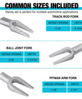 Duratech 5-piece automotive ball joint separator set with carry case; includes track rod fork, ball joint fork, and pitman arm fork.